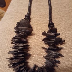 Black Wooden Beaded Necklace